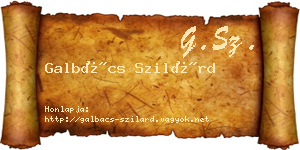 Galbács Szilárd névjegykártya